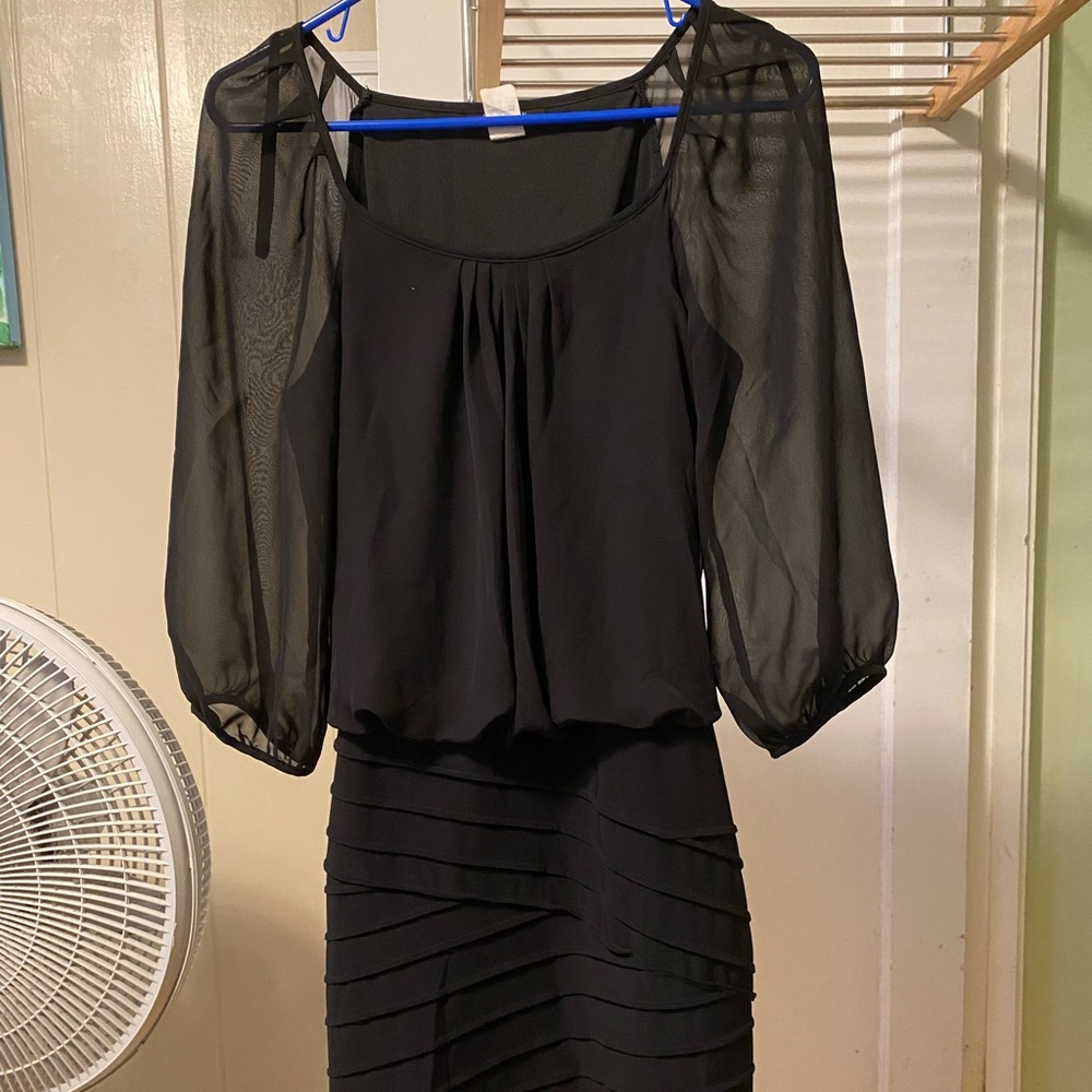 B. Darlin short black dress 3/4 sheer sleeves